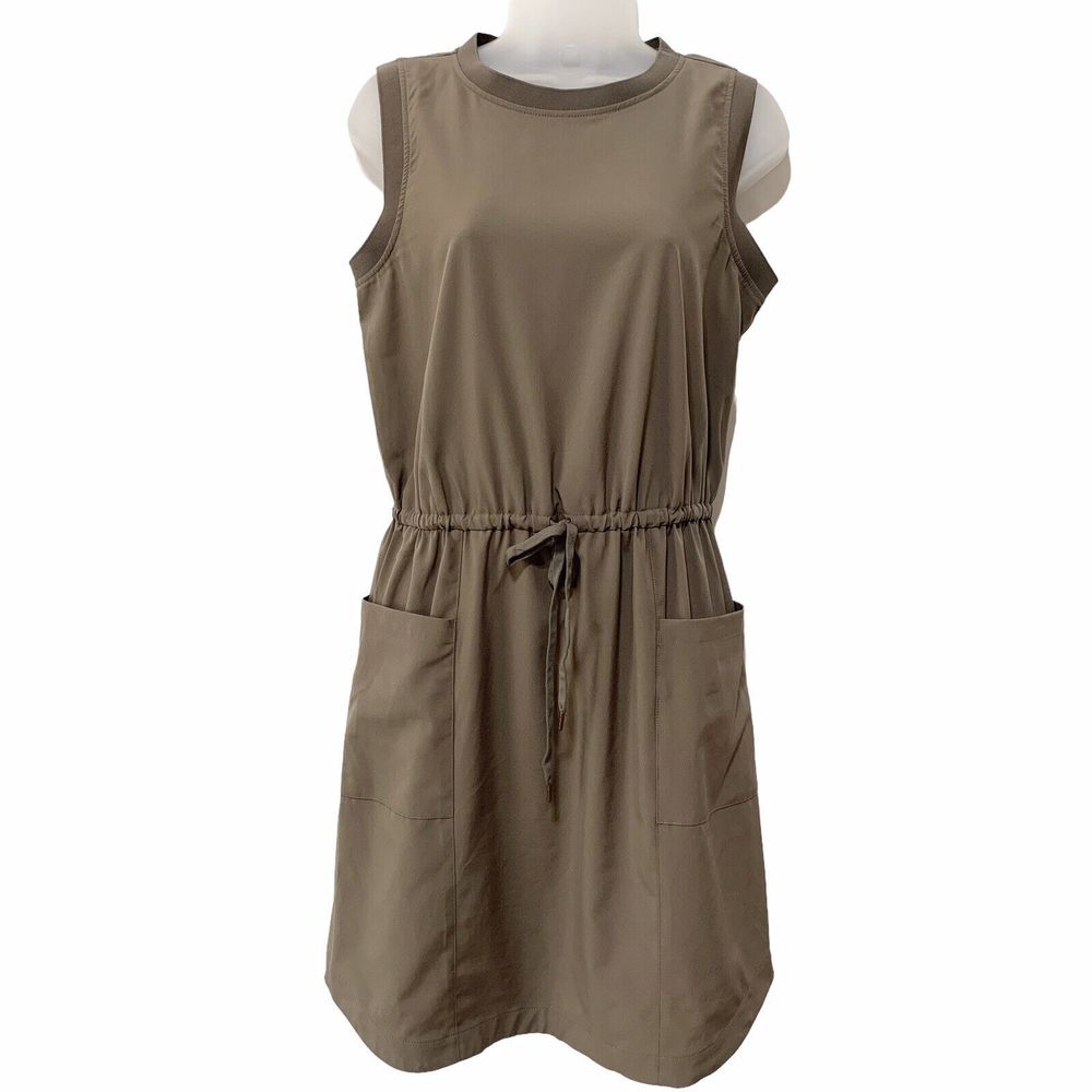Garnet Hill Brown Sleeveless Tie Waist Pockets Knee Length Small